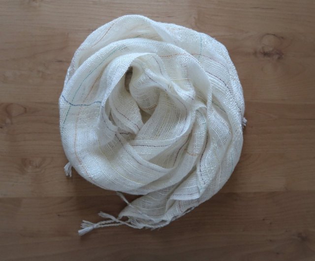 大判リネンシルクストール 白 虹 Shawl (L) 37 - ショップ Light