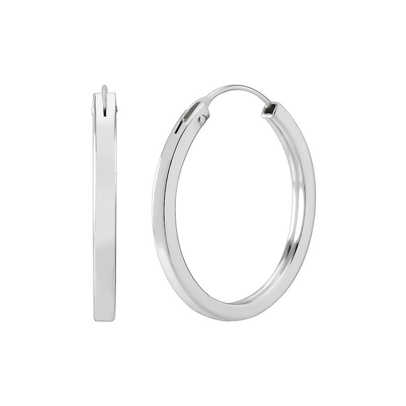 Silver hoop square earrings 92.5% sterling thickness 1.5mm. - 耳環/耳夾 - 純銀 白色