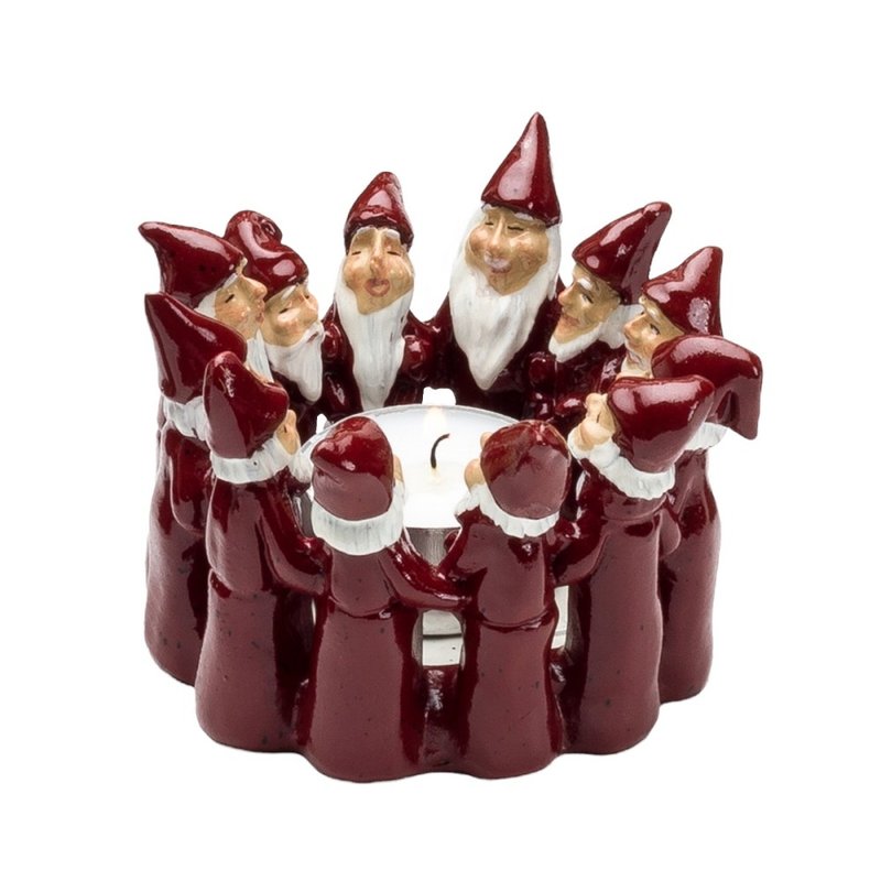 Sweden HARVESTTIME-Santa Claus Candlestick Red 9.5x7CM - เทียน/เชิงเทียน - เรซิน สีแดง