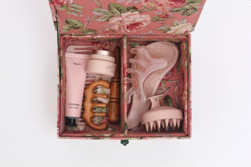 Vintage-Style Rose Cotton Storage Box – Medium Size - 居家收納/收納盒/儲物盒 - 棉．麻 粉紅色