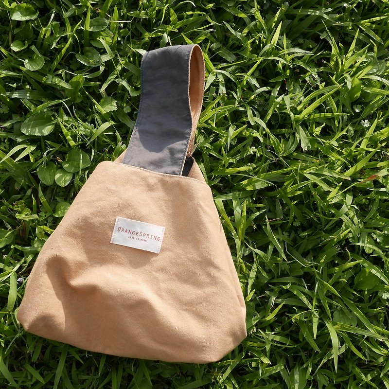 Single picnic bag - กระเป๋าถือ - ผ้าฝ้าย/ผ้าลินิน สีส้ม