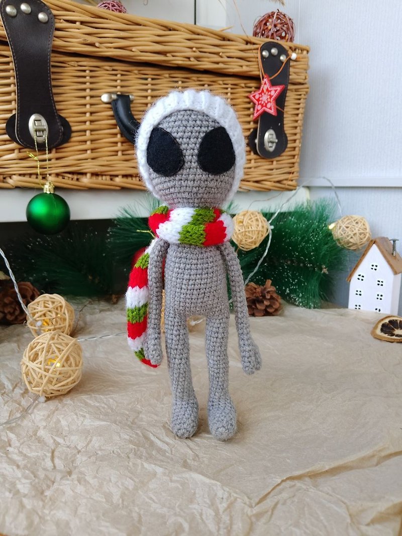 Gray alien doll, Alien Shaped Plush Toy, Soft Cartoon Stuffed Doll For Kids - Stuffed Dolls & Figurines - Cotton & Hemp Gray