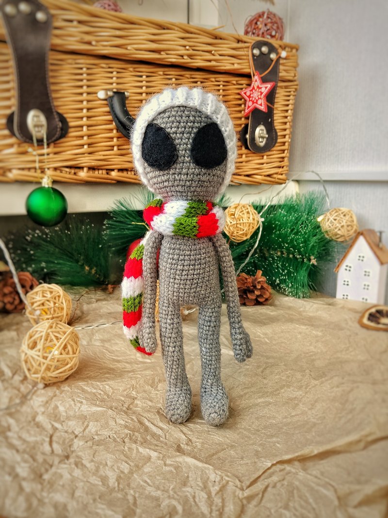 Gray alien doll, Alien Shaped Plush Toy, Soft Cartoon Stuffed Doll For Kids - 玩偶/公仔 - 棉．麻 灰色