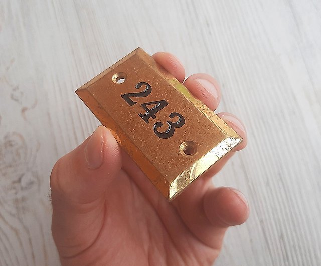 部屋 243 ドア番号サイン小 - アパート真鍮ナンバープレート