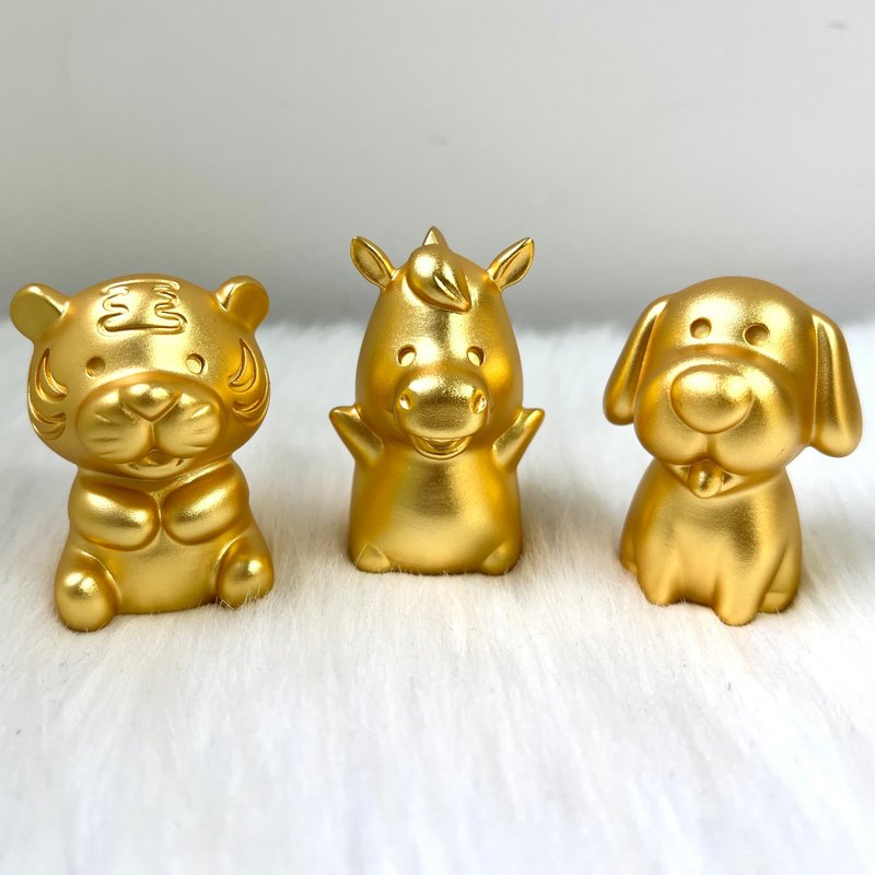 【三合貴人組合】十二生肖銅鍍金擺件 - 虎、馬、狗 | 奇門風水擺 - 擺飾/家飾品 - 銅/黃銅 金色