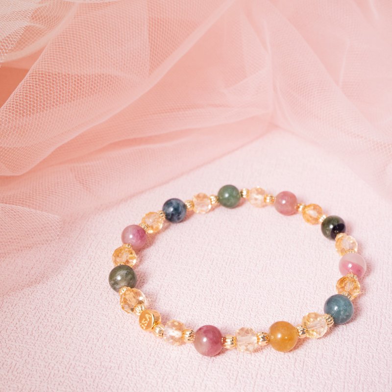 カラートルマリンのデザイン | トルマリン | ファセットイエロー| 自然エネルギーブレスレット - ブレスレット - 半貴石 多色