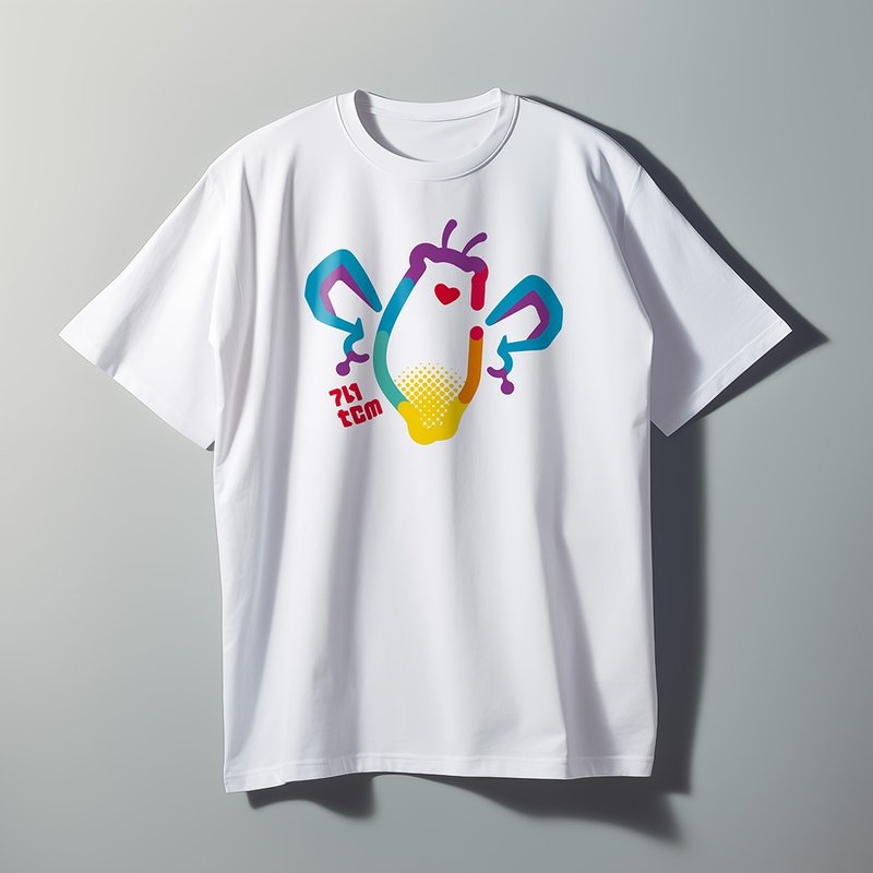 動物插畫T | 蝴蝶王國 | 白色款印花T Shirt - 男 T 恤 - 棉．麻 白色