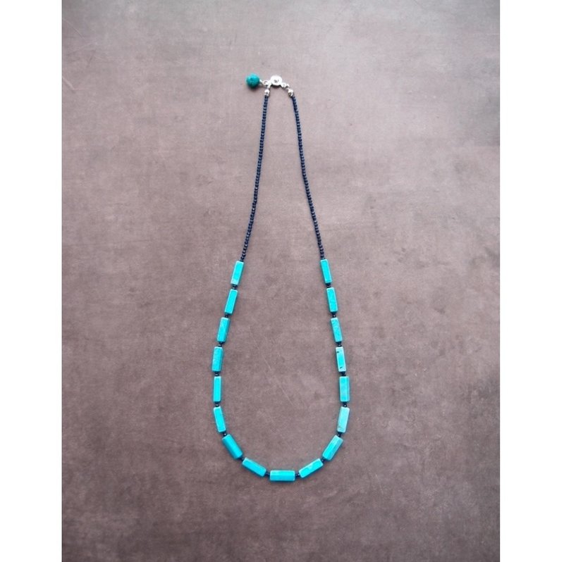 【RP】Magnesite Turquoise × Glass Beads Necklace ターコイズブルー ネックレス - 項鍊 - 寶石 藍色