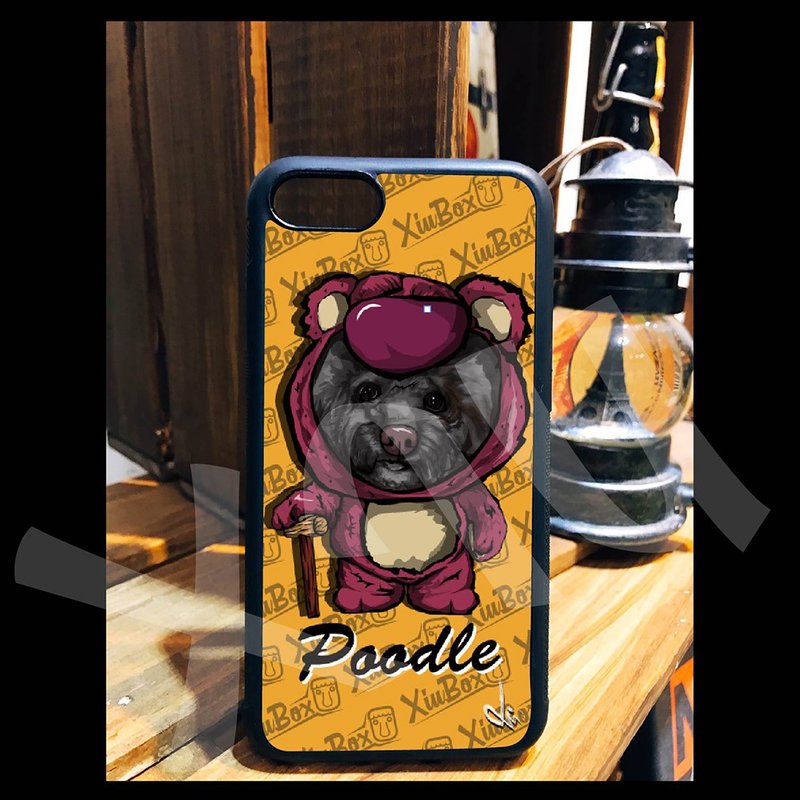 ブラックプードル クマ 抱っこ 兄弟 犬 手描き イラスト 携帯ケース iPhone 14 13 12 11 XR - スマホケース・カバー - シリコン 