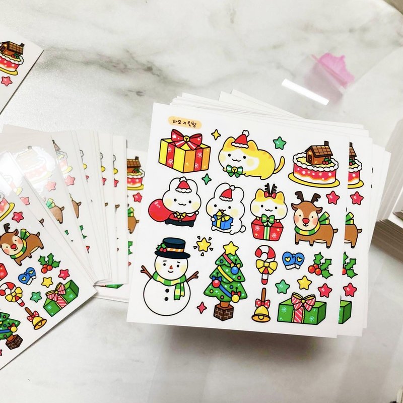 Merry Christmas - PET Korean Cute Diary Stickers (lintam) - 貼紙 - 紙 多色