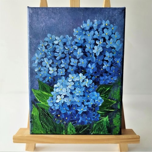 【額縁付き原画】赤い花と青い紫陽花の静物画｜アクリル絵画 500x0.jpg