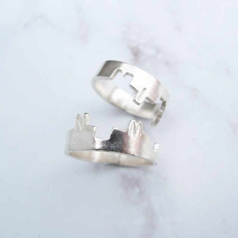 Big staff Taipa [manual × custom × DIY] tie sterling silver couple ring (pair) - Couples' Rings - Sterling Silver Silver