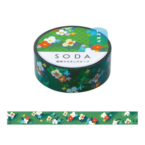 King Jim 臺灣總代理 【HITOTOKI 】SODA 透明PET卷狀膠帶 15MM 花束(HOHOEMI設計款)