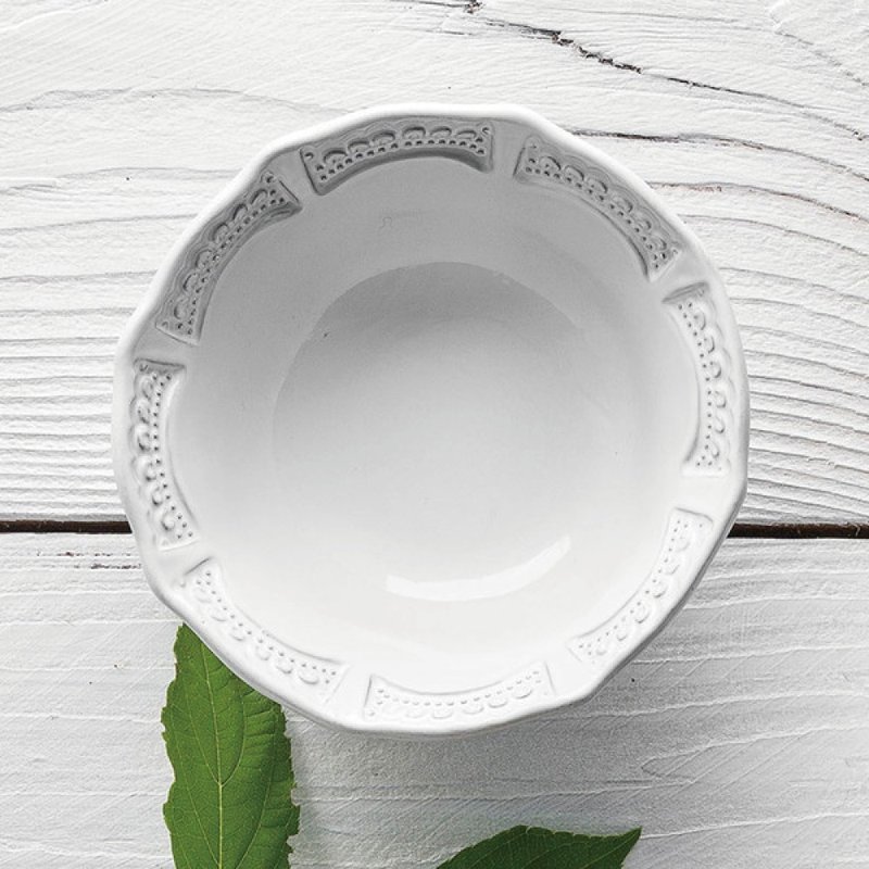 Italian VBC casa pure white lace series 15cm soup bowl - ถ้วยชาม - ดินเผา 