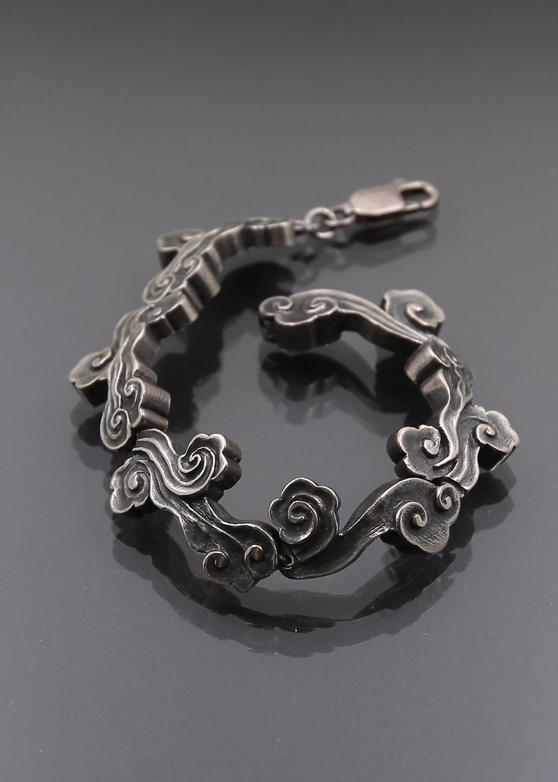 -Running Clouds and Flowing Water I-Bracelet Bracelet - Bracelets - Sterling Silver Silver