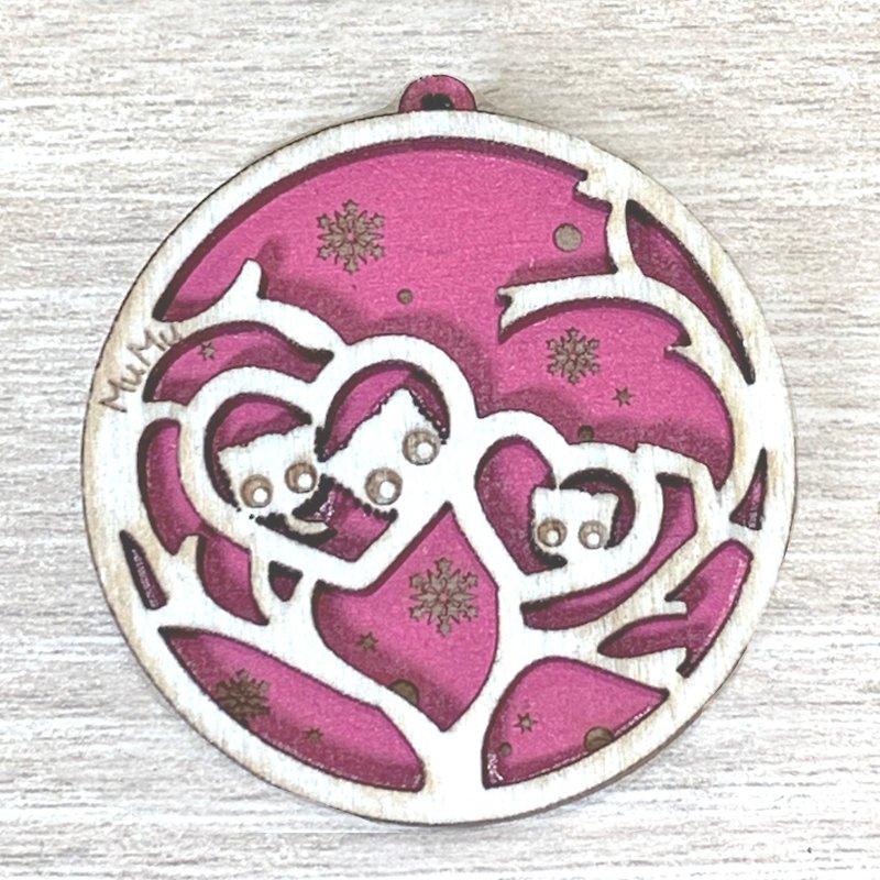MuMu Sweety-Maoqiu Cat Love Tree / Key Ring - Keychains - Wood Pink