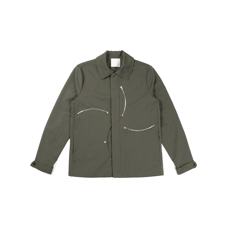 oqLiq - natural blessing - Tai Chi Bend Zip Jacket - Men's Coats & Jackets - Other Materials Green