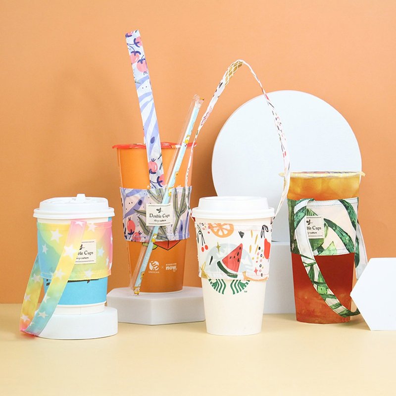 Chuyu 花布杯套式飲料杯提袋/水壺提袋/飲料杯袋/防潑水飲料提袋 - 保溫瓶/保溫杯 - 其他材質 多色