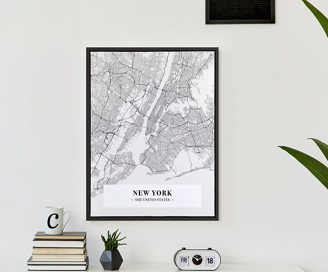 New York City Map III - 地図の壁画/都市の壁画/ニューヨーク
