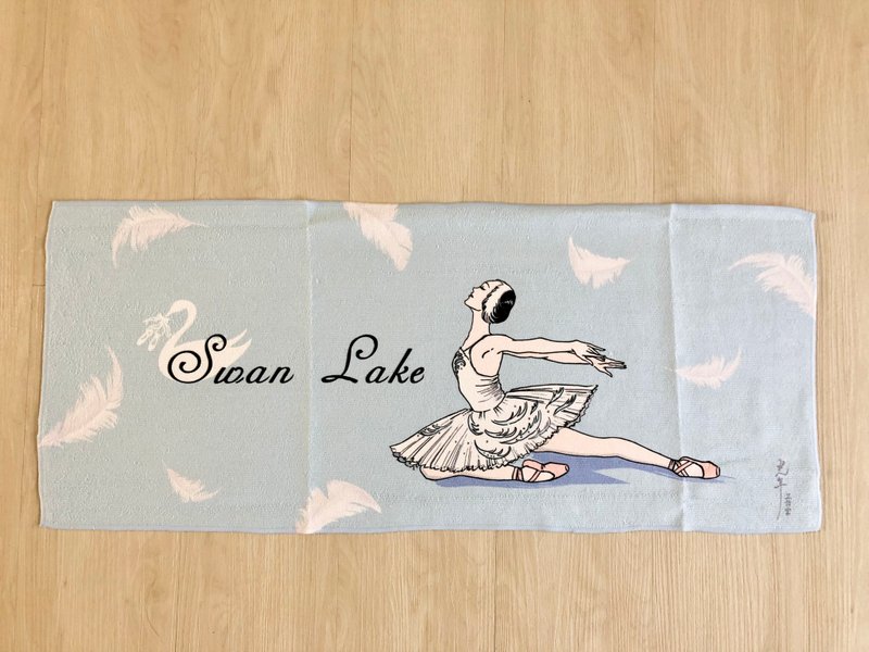 Ballet Swan Lake天鵝湖。白天鵝芭蕾伶娜超細纖維毛巾 - 毛巾/浴巾 - 其他人造纖維 藍色
