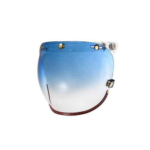 Feture 飛喬安全帽 咖啡皮革TOP PP風鏡-漸層藍色