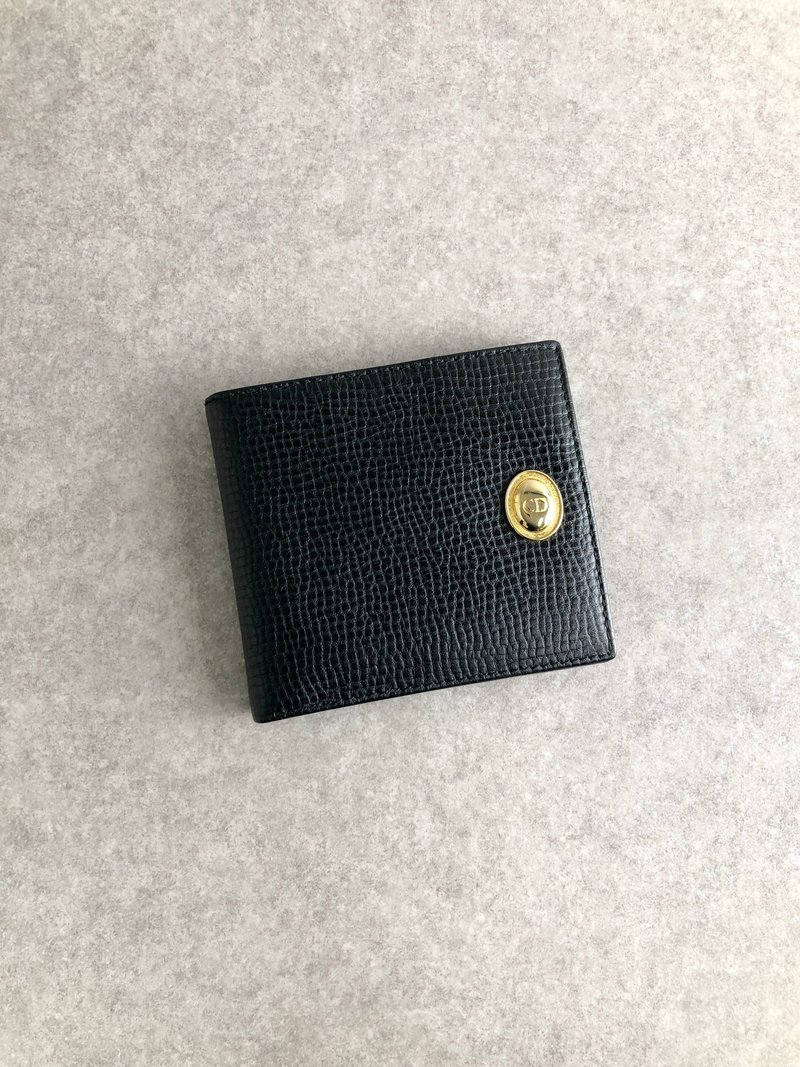 [Direct from Japan, branded used bag] Christian Dior wallet, black, CD embossed leather, bi-fold wallet, old jv3xin - Wallets - Genuine Leather Black