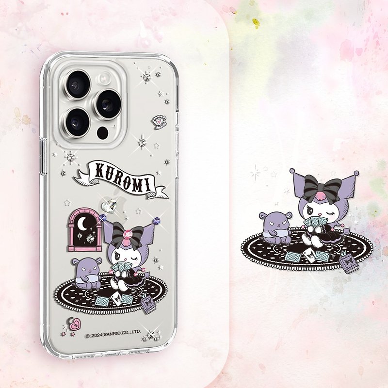 Sanrio iPhone full range of thin and light military-standard anti-fall crystal color diamond mobile phone cases-divination Kuromi - เคส/ซองมือถือ - วัสดุอื่นๆ หลากหลายสี