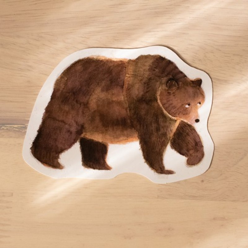 弱気なクマのステッカー(大) - 貼紙 - 紙 咖啡色