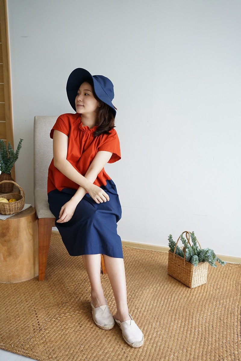 TONGYOD - cotton tiered dress (red / navy)