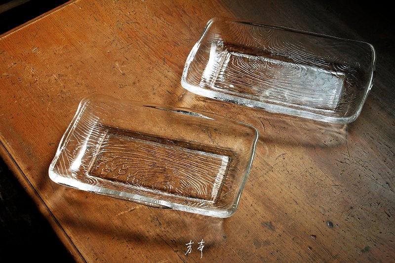 Glass wood grain rectangular plate - Plates & Trays - Glass 