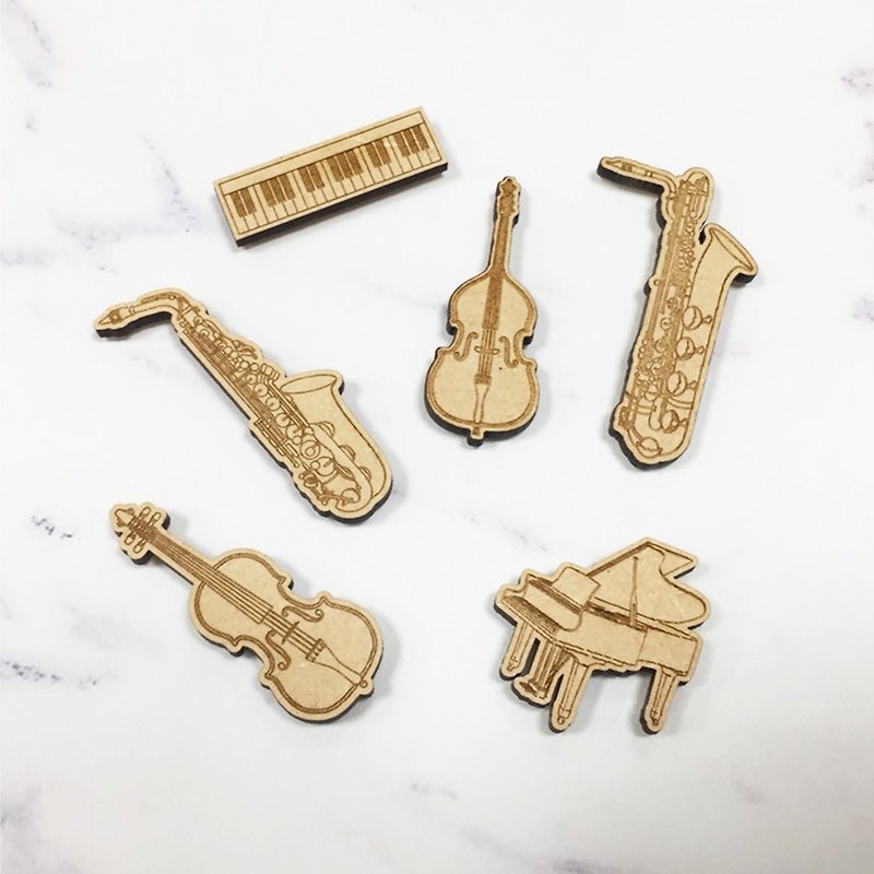 WD Wooden Musical Instrument Magnet-A total of 44 models - Magnets - Wood Khaki