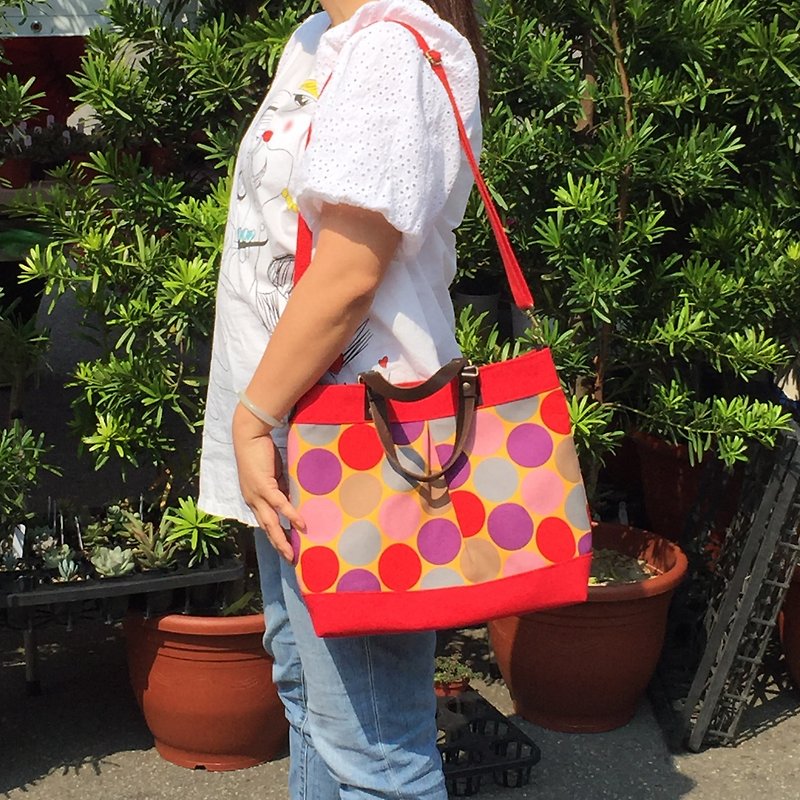 POP style-red handbag, shoulder bag, crossbody bag, canvas - Messenger Bags & Sling Bags - Cotton & Hemp Red