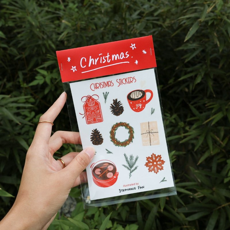 Illustrated Chirstmas Sticker - สติกเกอร์ - วัสดุกันนำ้ 