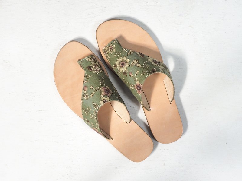 愛花sandals-立夏 - 拖鞋 - 其他材質 綠色