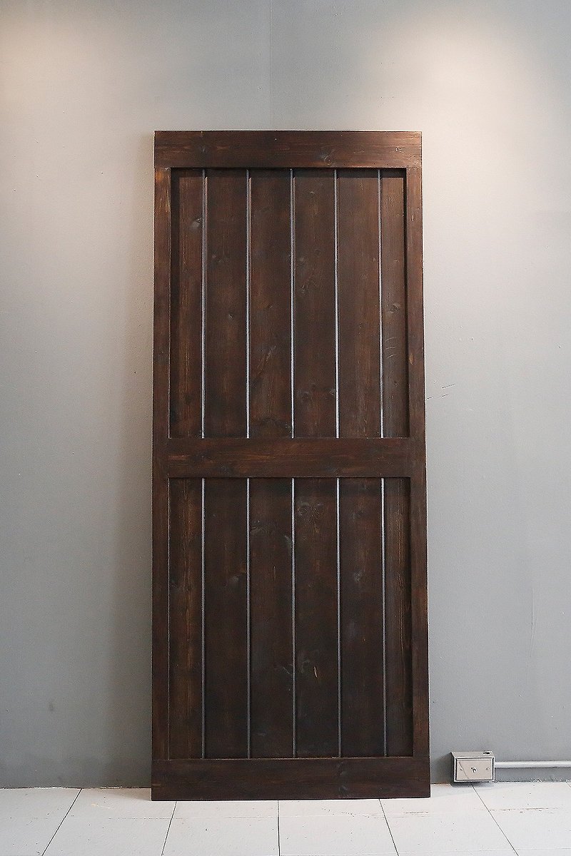 Country industrial style barn door (single side) Japanese-shaped door panel/sliding door/cabinet door/room door/bathroom door - Wood, Bamboo & Paper - Paper Black