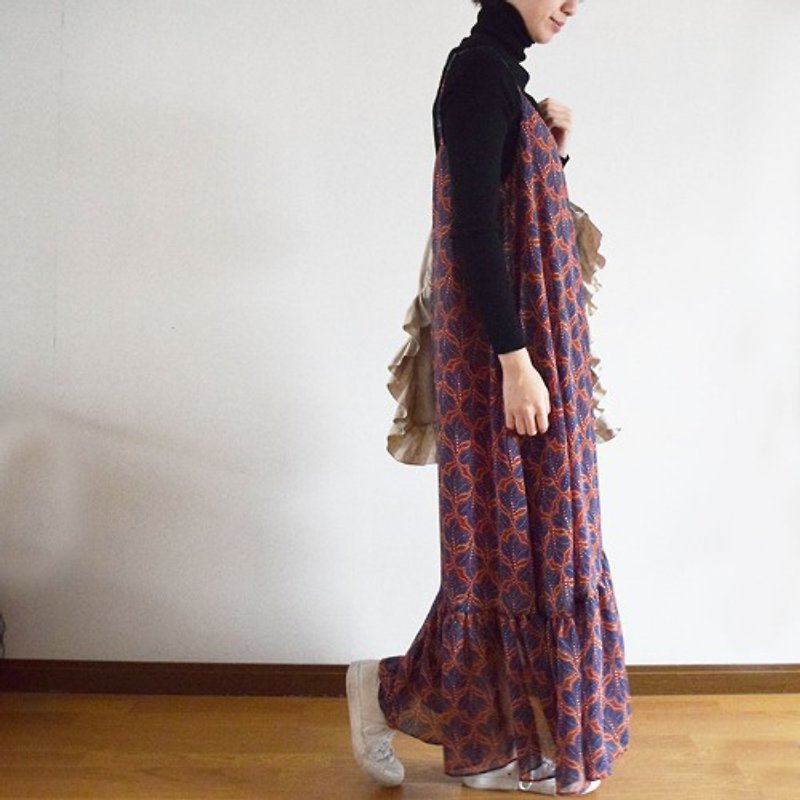 Chiffon camisole flare maxi dress dress terracotta combination