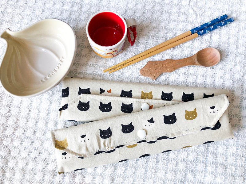 Cats Cutlery Waterproof Bag - Reusable Straws - Waterproof Material 
