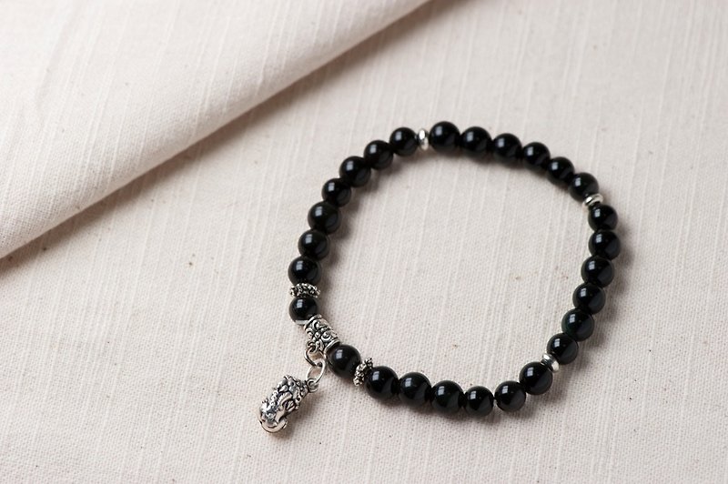 Prosperity – Black Obsidian with pí xiū - Bracelets - Semi-Precious Stones Black