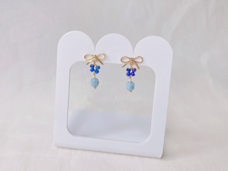 Blueberry Sweetheart|| Japanese sweet earrings - ต่างหู - วัสดุอื่นๆ สีน้ำเงิน