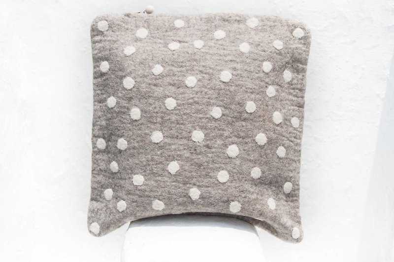 Wool felt hug pillowcase/wool hug pillowcase/dot hug pillowcase-original water jade dot geometric wool felt - Pillows & Cushions - Wool Gray