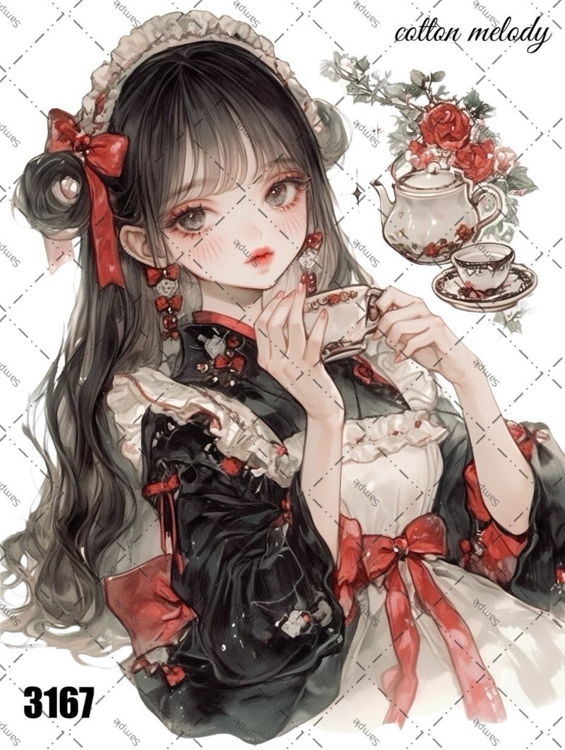 original sticker no.3167 人物ステッカー オリジナルステッカー オリジナル人物ステッカー 装飾ステッカー cotton melody - 貼紙 - 紙 