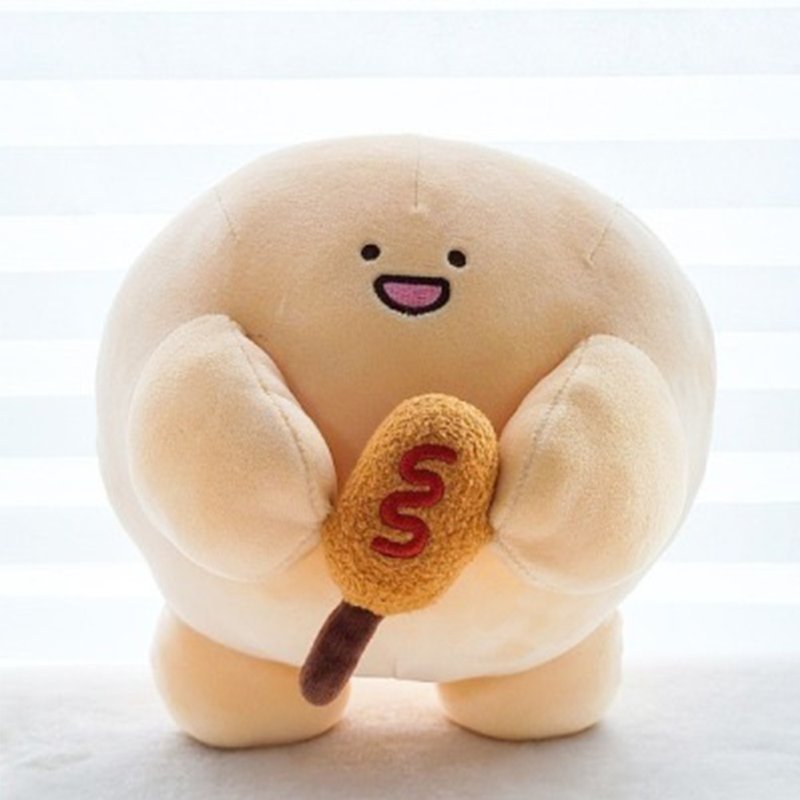 [Korean popular cultural and creative] DowDow eat hot dog 25CM dough doll - Stuffed Dolls & Figurines - Polyester Orange