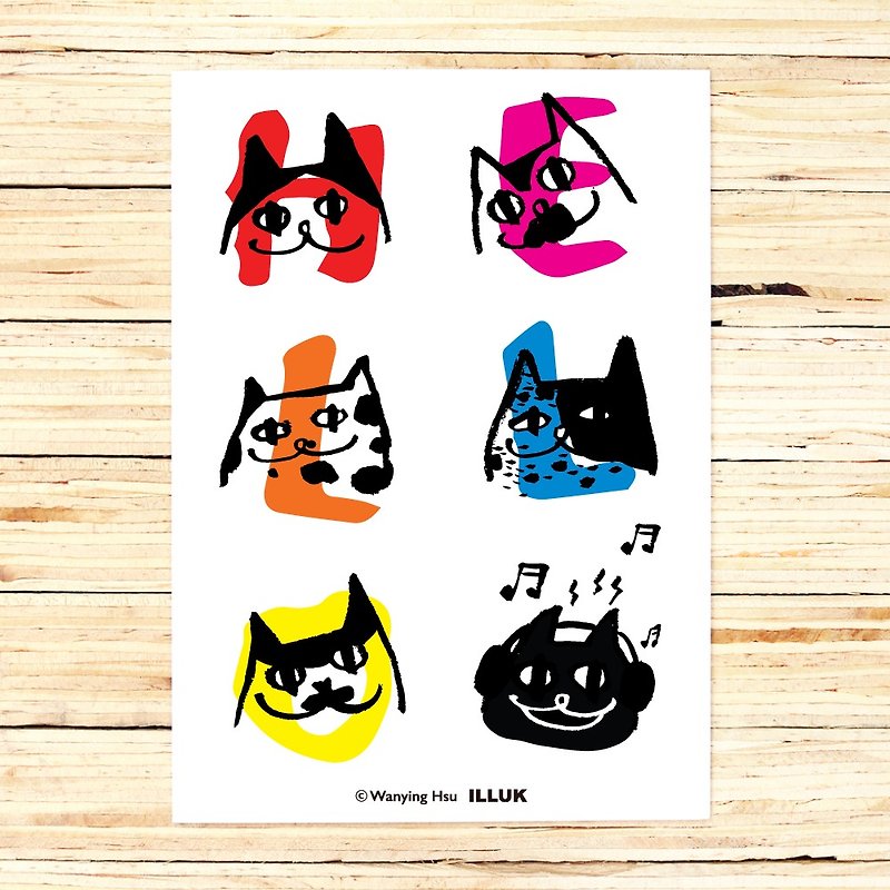Wanying Hsu cat down postcard "HELLO" - การ์ด/โปสการ์ด - กระดาษ 