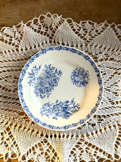 JSVS 古董家飾選物店 40343-迷人法國古董SARREGUEMINES小瓷盤16.5cm