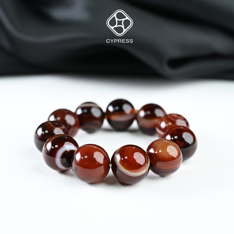 CYPRESS 纏絲千層瑪瑙平安手串-17.8mm - 手鍊/手環 - 其他材質 紅色