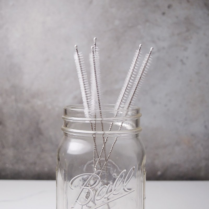 19cm [glass pipette small brush 5 into] special straw brush for small straws (excluding glass jar) - Reusable Straws - Nylon White