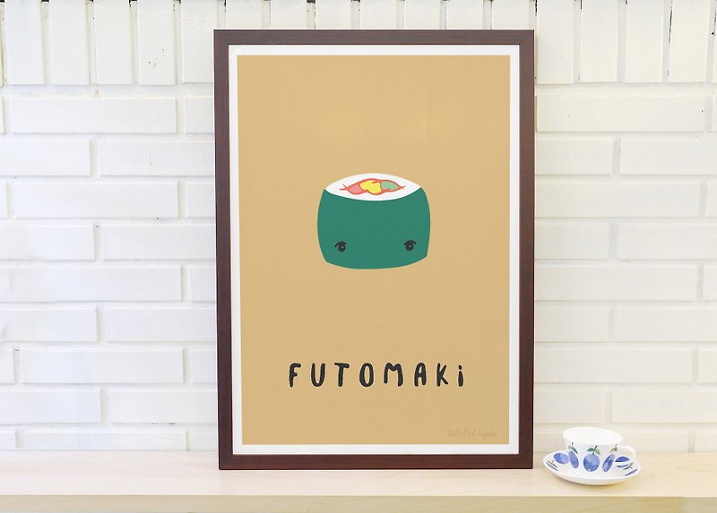 Scandinavian Retro Simple Poster Sushi No. 1 - Futomaki Sushi Roll Originally Customizable Without Frame - โปสเตอร์ - กระดาษ 
