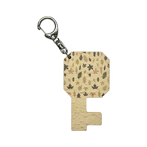 PRINT+SHAPE 木質手機架鑰匙圈 樹葉 客製化禮物 鑰匙包 手機支架 雷射雕刻