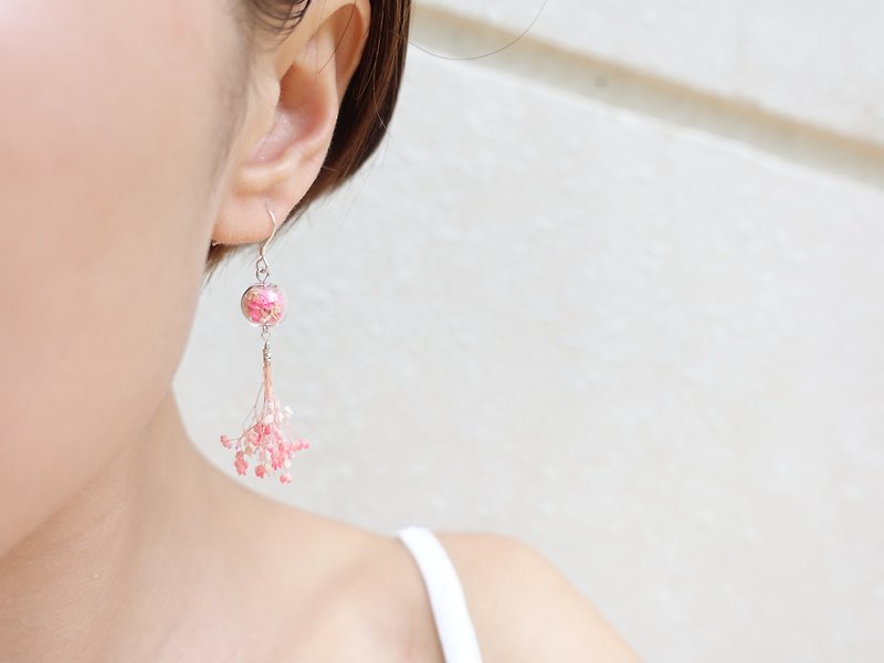 Rainbow-Fairy sterling sliver earrings - Earrings & Clip-ons - Plants & Flowers Pink