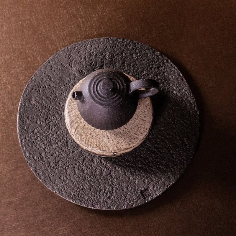 無我系列-兩件式茶盤 / 壺承 - 茶壺/茶杯/茶具 - 陶 黑色